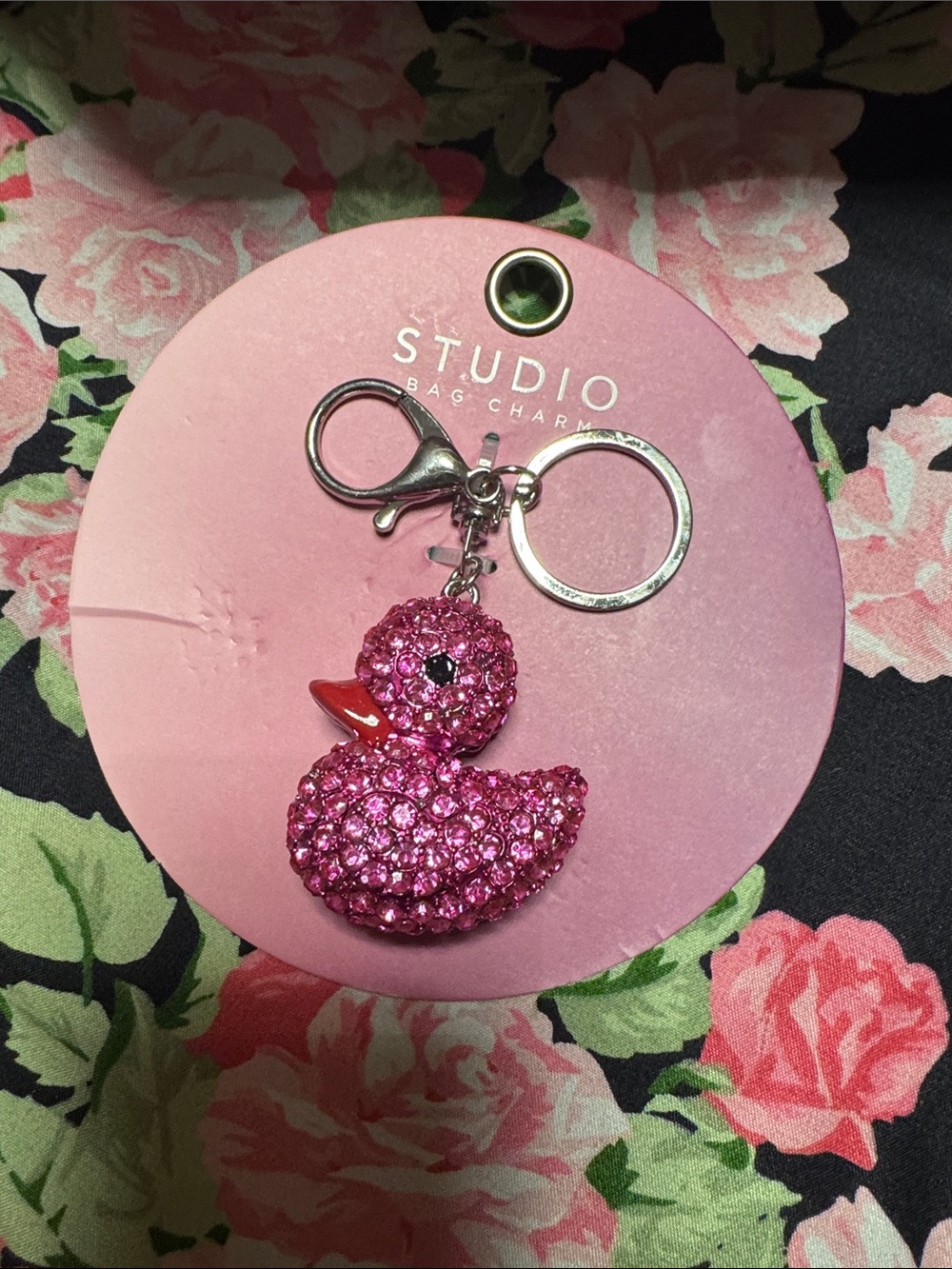 NEW Studio Pink Crystal Duck Keyring